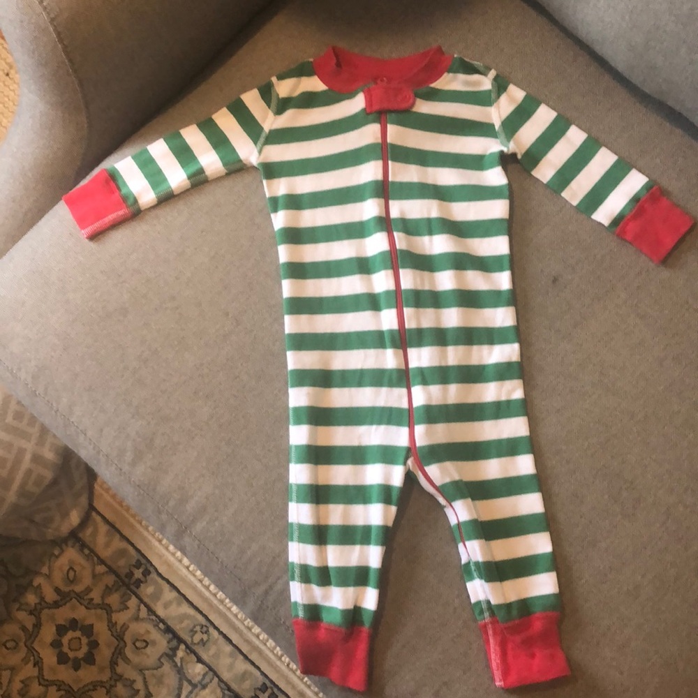 Hanna Andersson green and red stripe pajamas